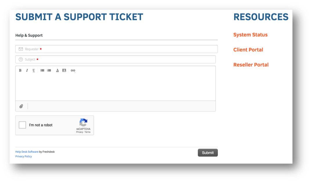 New Support Form Layout