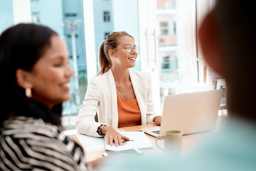 Coworkers meeting in the boardroom