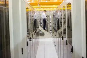 Man fixing fax server issues