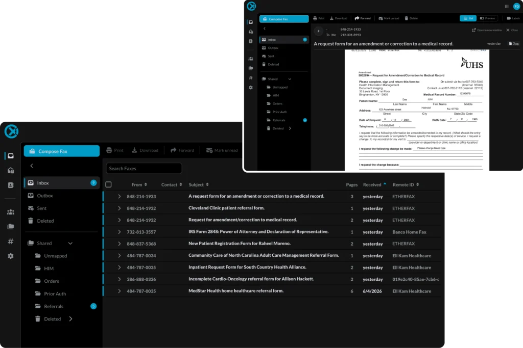 ETHERFAX Engage App Screenshots